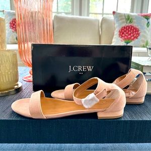 J Crew Hadley suede ankle strap sandals in Bronzed Clay